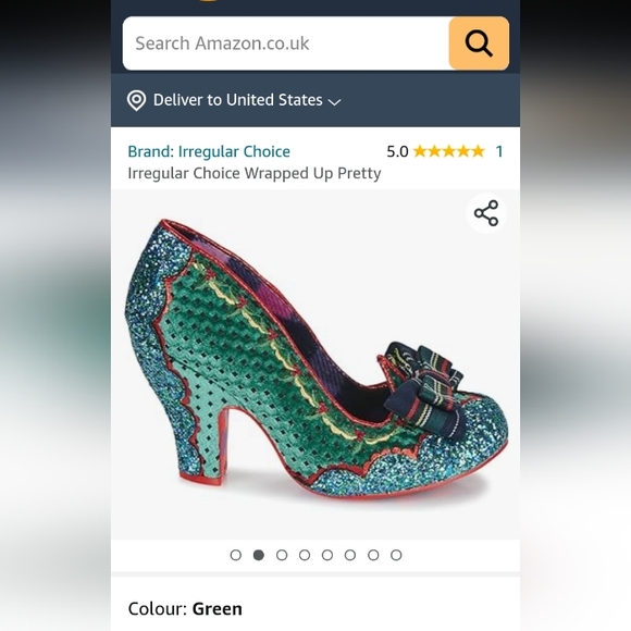 New Christmas velvet and glitter green Irregular Choice heels, size 41, US 11 - Picture 2 of 8